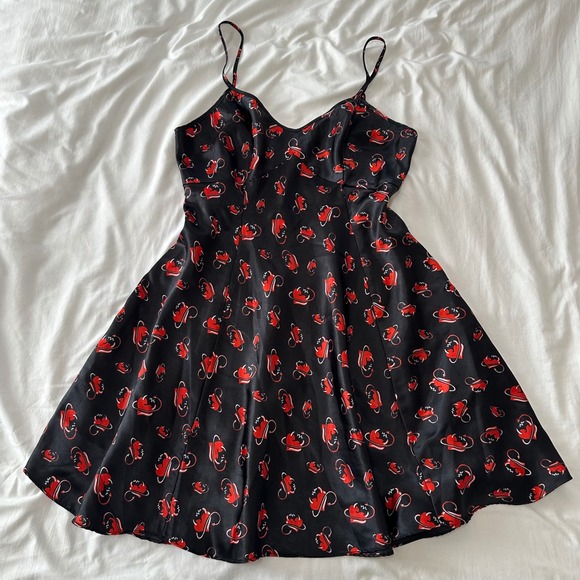 Paris Sport Club Dresses & Skirts - Paris Black Red Devil Print Spaghetti Strap Mini Dress Size L